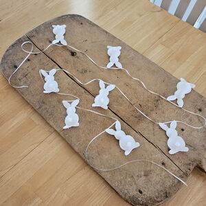 White Bunny Garland Felt Farmhouse Neutral 🐰